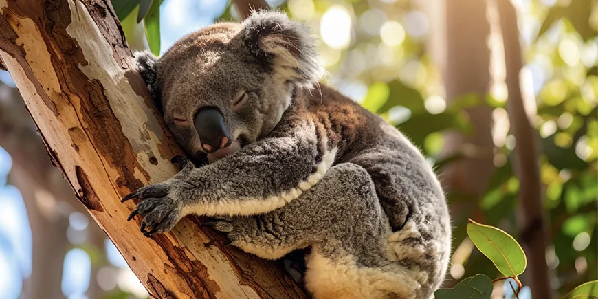 Koala sover i et træ