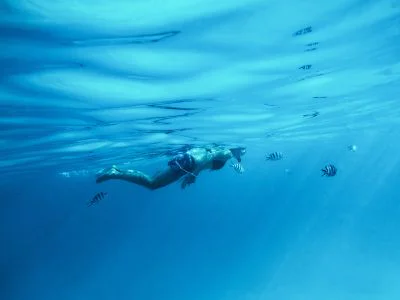 Kvinde snorkler på Zanzibar