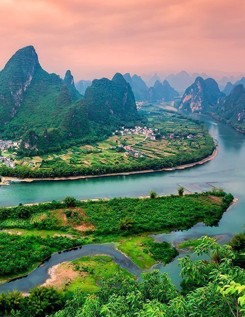 Udsigt over Li-floden fra Xianggong-bjerget